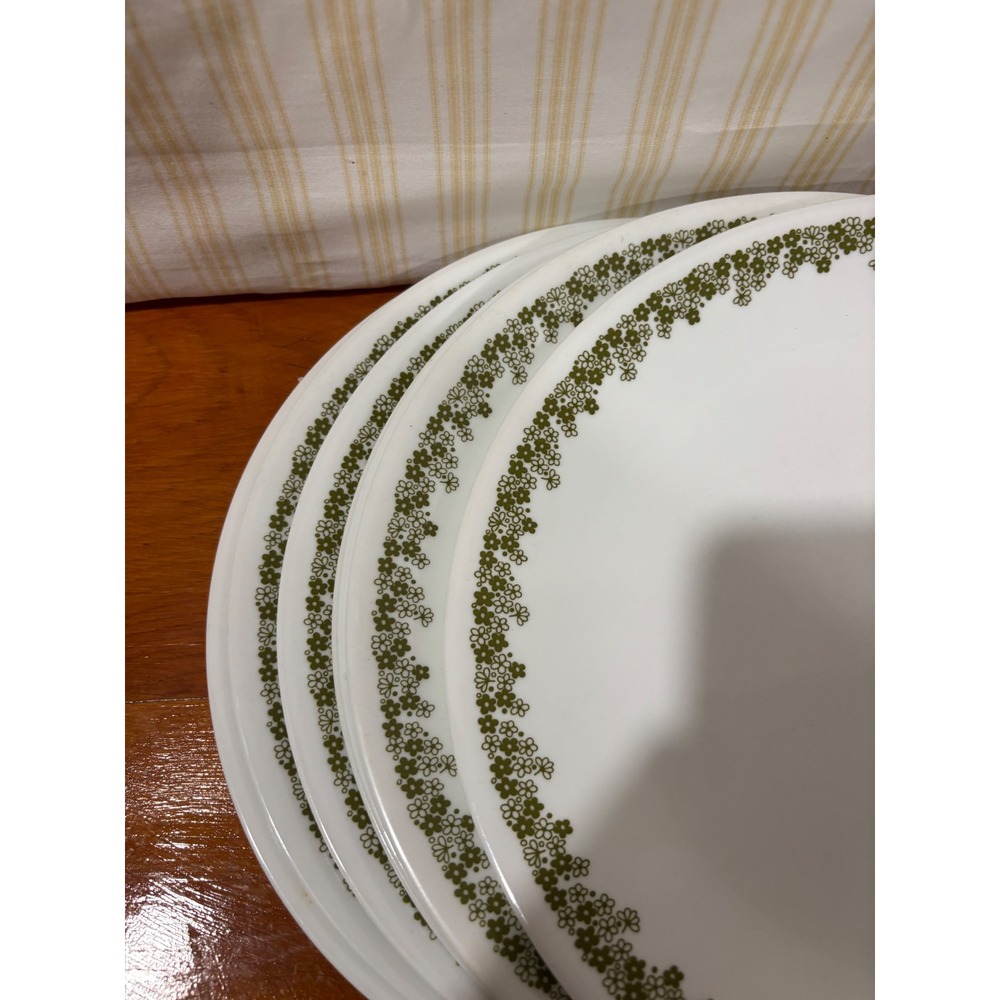 Set of 8 Corelle Crazy Daisy Spring Blossom Green Dinner Plates 10.25 Inch